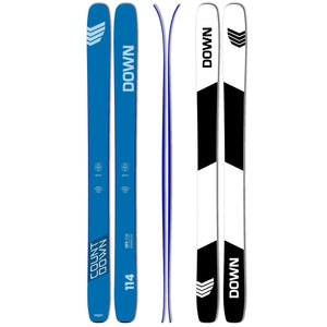 DOWN Freeski - CountDown Carbon 114 ski - ski overview with graphic, camberline and ski base